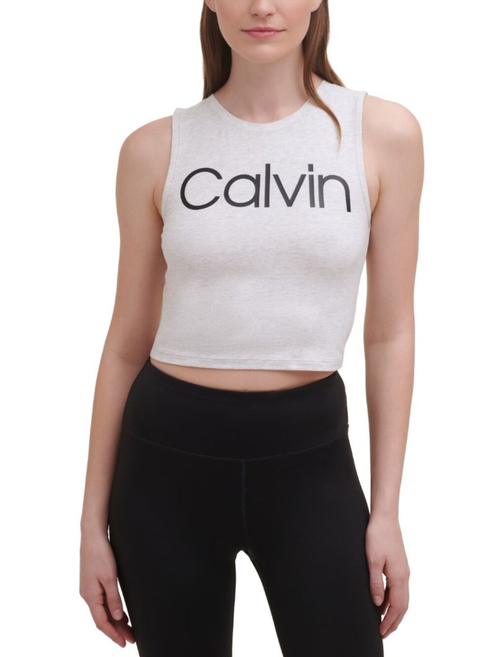 Calvin Klein Womens Performance Cropped Logo Top
